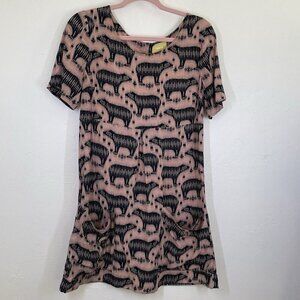 Anthropologie Maeve Zola Bear Print Shift Dress 6